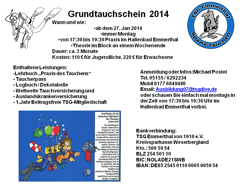 Grundtauchschein 2014 ab 27.01.2014