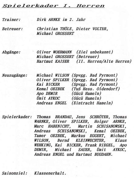 Kreisliga-Kader 1995-96 TSG Emmerthal